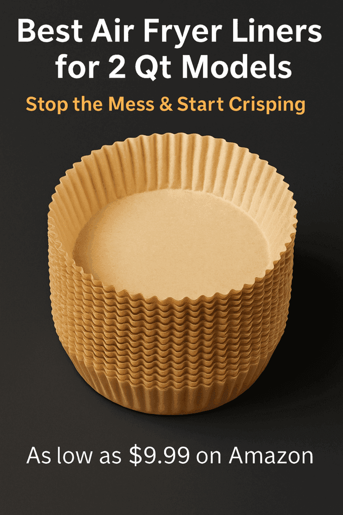Stack of disposable 6.3 inch round parchment air fryer liners for 2 qt models